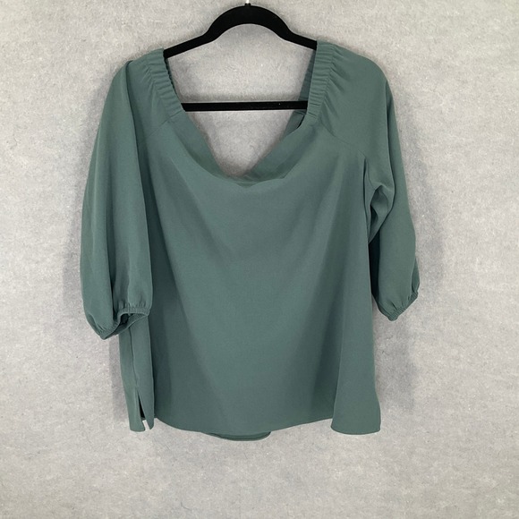 Ann Taylor Top Womens XL Green Off the Shoulder Cocktail Romantic Date Night - Picture 1 of 11
